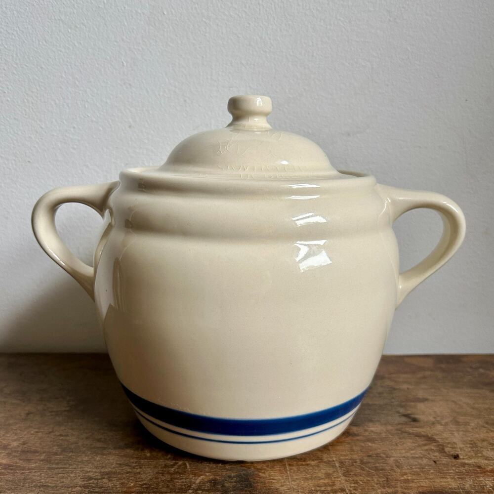 Vintage Roseville Pottery Friendship Blue Stripe Cookie Jar